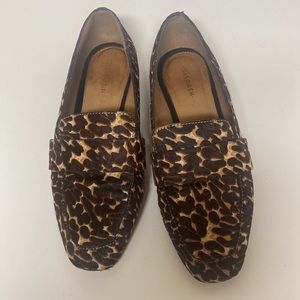 Halogen Lucy Genuine Calf Hair Loafers Chocolate Leopard Skin Flats Size 6.5